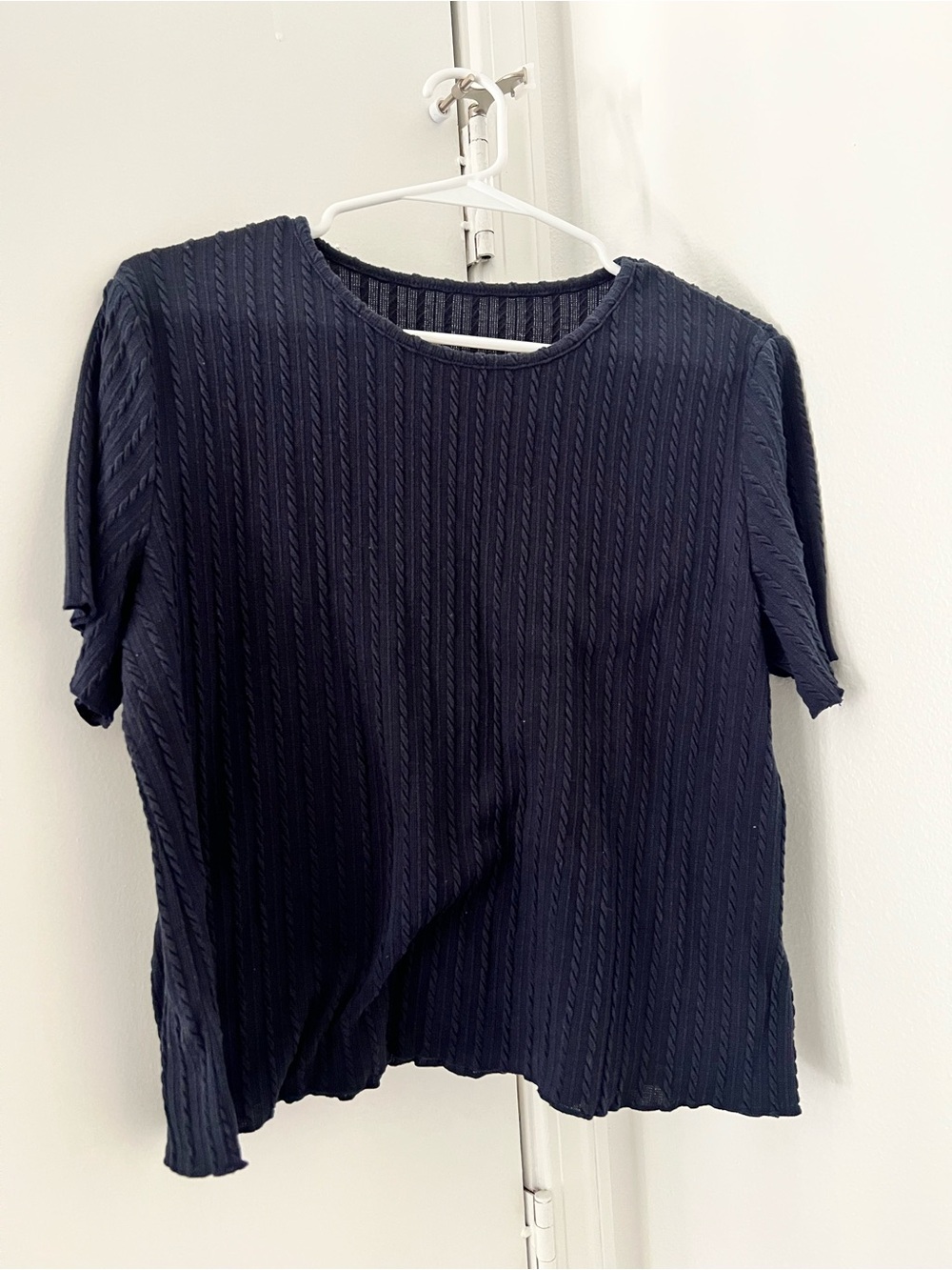 Textured Navy Short-Sleeve Tee